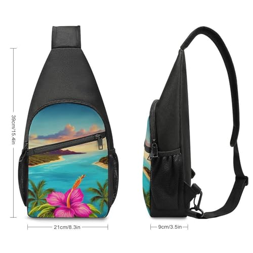 Mochila deportiva Hello Hawaii tipo sling casual para senderismo miniatura 2