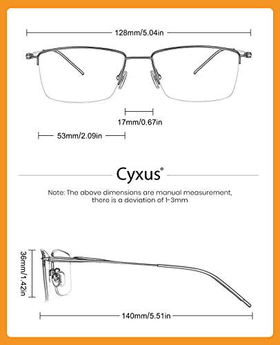 Image of Cyxus 11g Titanium Small Blue Light Glasses for Men Crystal Lens Rimless Glasses UV Blocking Gaming Eyeglasses Frame 8603T01