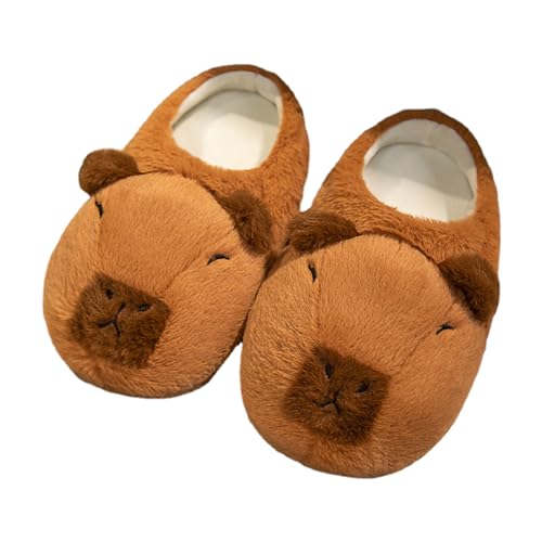 BUNIQ Zapatillas De Animales De Capibara, Pantuflas De Felpa Lindas De Dibujos Animados, Algodón Antideslizantes Cálidas Para El Hogar De Invierno Para Mujeres y Hombres
