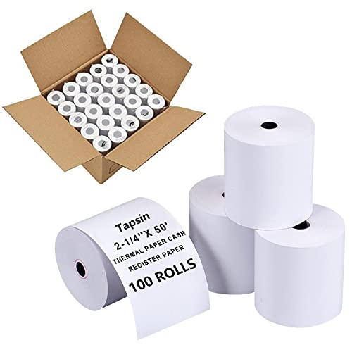 Tapsin 5,4 cm x 15,7 m Thermo-Quittungspapier - Kreditkartenpapierrollen Thermopapier - Kassenrolle - Premium-Thermodruckerpapier - 100 Rollen Cover