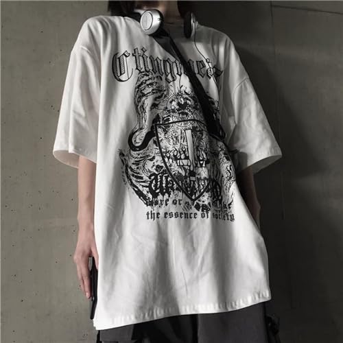 Men Women Y2K Goth Shirt Emo Alt Cross Graphic Tee Grunge Dark Academia T-Shirt Oversized Baggy Tops Clothes4