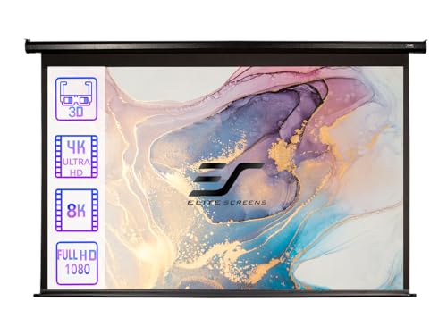 Elite Screens VMAX100XWH2 VMAX2 płótno (przekątna 254 cm (100 cali), wysokość 124,5 cm (49 cali), szerokość 221 cm (87 cali), format 16:9, biały