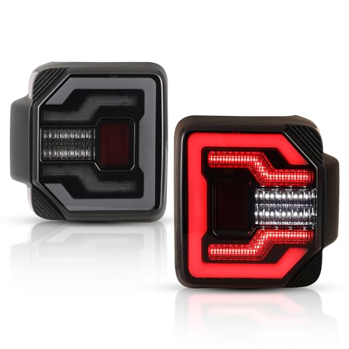 WolfX Tail Lights LED Sequential for Jeep Wrangler JL 2018-2026 (Including for 2021-2026 Jeep Wrangler 4XE Plugin) Led Rear Lights Rear Brake Lamp Replacement Set with Sequential Turn Signal, Smoke