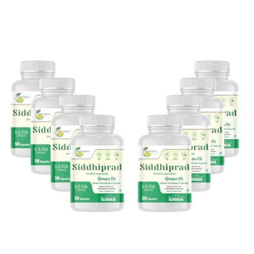 SIDDHIPRAD Green Tea Supplement Natural Metabolism Booster Fat Burner Herbal Supplement Green Tea Extract Capsules for Energy, Weight Loss Daily Antioxidant Supplement Weight Management green Tea Capsules 400 Tab Pack of 8