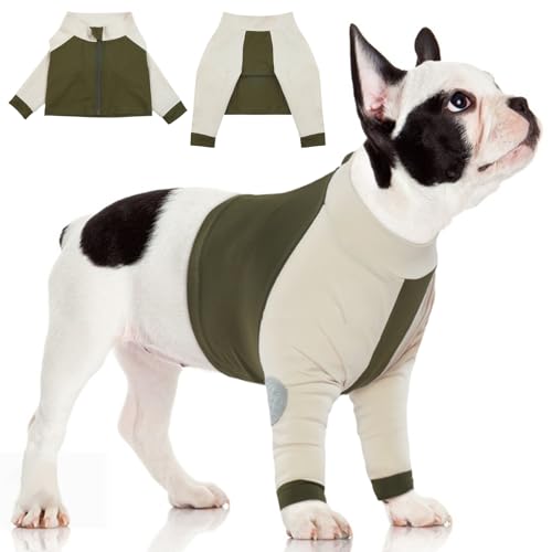 Image of MIGOHI Dog Sleeve to Prevent Licking, Anti Licking Sleeve for Dog's Front Leg, Protects Leg Wounds, Long Sleeve Dog Shirt, Green, L