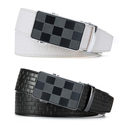 Mens Belt Men Dress and Casual with Ratchet Belt Adjustable Buckle，Trim to Fit2