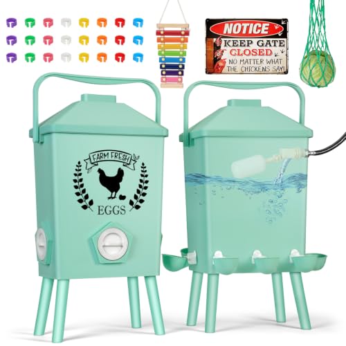 TGEYD 4.2 Gallon Automatic Chicken Waterer & Hanging Chicken Feeder Set
