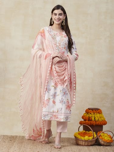 Image of ANNI DESIGNER Cotton Blend Women Kurta Pant With Dupatta