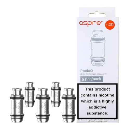 Aspire PockeX Coils - Pack of 5 Compatible with Aspire PockeX Kit Nautilus X and XS Tank - RDTL and DTL Vaping Haman Long-Lasting Performance No Nicotine (1.2 Ohm)