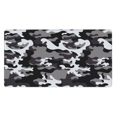 Tapis de souris pour ordinateur portable et clavier imprimé camouflage gris et noir