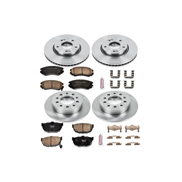 Image of PowerStop Z17 Replacement Brake Pad & Rotor Kit Front & Rear KOE166 | Hyundai Tiburon 2003-08 Ceramic Brake Pads + Disc Rotors