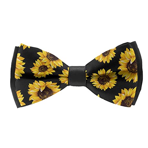 RIMENCH Men Bow Tie Elegant Bow Ties Stylish Bow Ties for Wedding, Tuxedo, Party, Dress up, Christmas Fashion Necktie Yellow Sunflowers Bow Ties