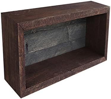 Wood/Wooden Shadow Box Display With Backing - 16" x 6" - Two Tone - Dark Walnut/Carbon Grey - Rustic Decorative Reclaimed Distressed Vintage Appeal