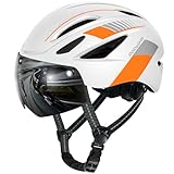 Odoland Adults Bike Helmet with Removable Magnetic Sun Visor, Adjustable Dial Fit Bicycle Cycling Helmet for Mountain Road Bike, Certified Lightweight MTB Ebike Helmet for Men Women, Matte White