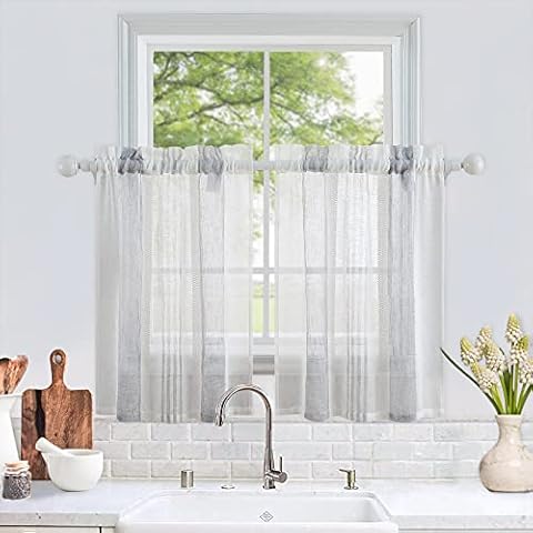 CAROMIO Cortina de Disco Semitransparente Patrón de Rayas Cover