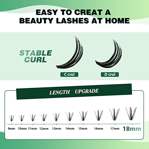 Lash Clusters 300pcs Individual Lashes 30D 0.07D Curl 13mm DIY Eyelash Extension KEYYOU Large Tray Volume Soft&Natural Cluster Lashes(30D-0.07D,13)