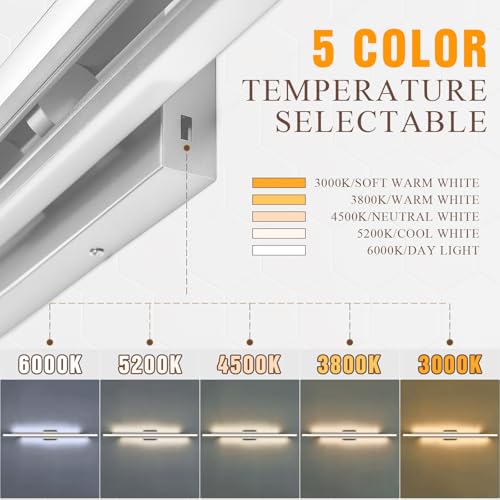 Image of 55 Inches Nickel LED Modern Bathroom Vanity Light Fixtures Dimmable 5CCT Vanity Light Bar Over Mirror 3-Light Wall Light for Bathroom Over Mirror Picture Light