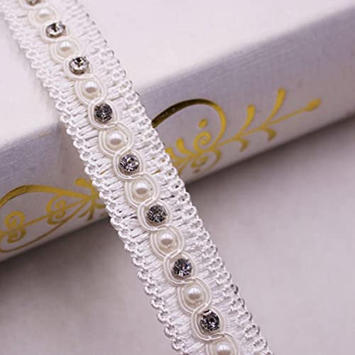 2 Yards Pearl Beads Rhinestone Lace Ribbon Beaded Lace Edge Trim Wedding Dress Clothing Sewing Craft Accessories #TOP5
