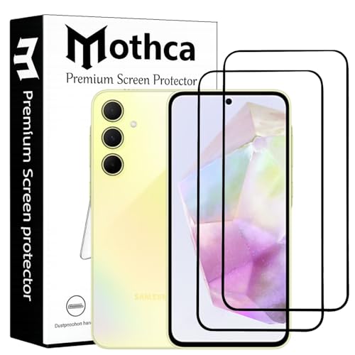 Image of Mothca Military-Grade Tempered Glass Screen Protector Compatible for Samsung Galaxy A35 / A55 / M35 with Edge to Edge Coverage - Case Friendly, Anti-Scratch & Bubble-Free Installation Kit (Pack of 2)