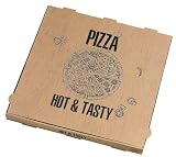 PacknWood NVASE - 100Uds Caja de cartón pizza decorada Hot and Tasty 40x40x4 cm - Hostelería, Catering, Delivery y Take Away - 210BPZ40A