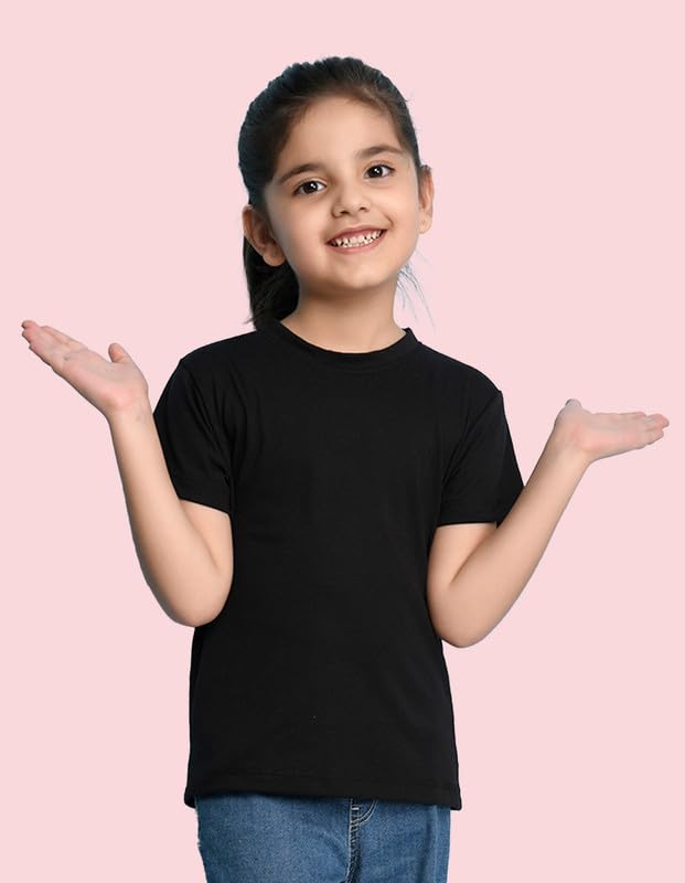 Image of Nusyl Girls Solid Cotton Blend Tshirts - Soft & Comfortable Half-Sleeves T-Shirts | Casual Wear for Kids & Teen Girls | Half Sleeves T-Shirts |- NUGCTSH001-PO2-1