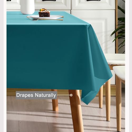 Nappe rectangle imperméable PVC 140x200 sarcelle pour table de banquet - 4