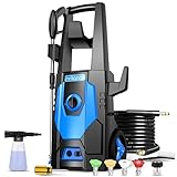 mrliance Electric Pressure Washer, 1.8GPM Electric Power Washer High Pressure Washer with Spray Gun, Brush, and 4 Quick-Connect Spray Tips (Blue)