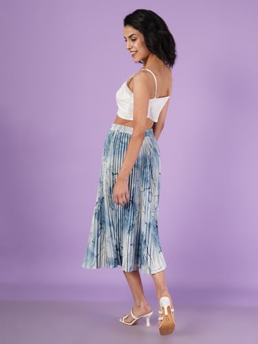 Image of OTABU | Exquisite Marble Elegance A-Line Printed Midi Skirt for Women