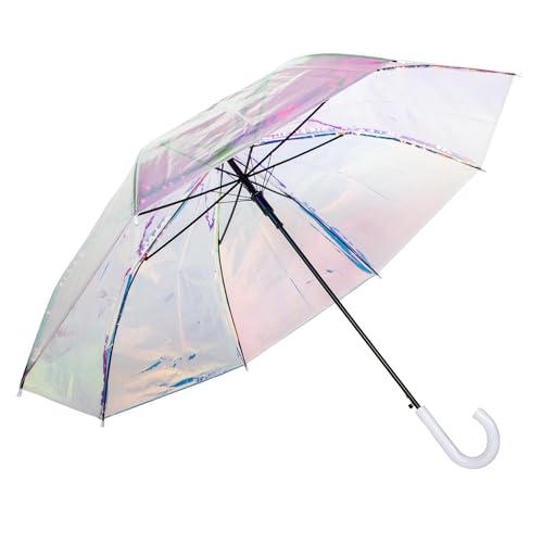 ShedRain Iridescent Stick Umbrella 50 Canopy Coverage Crook Handle