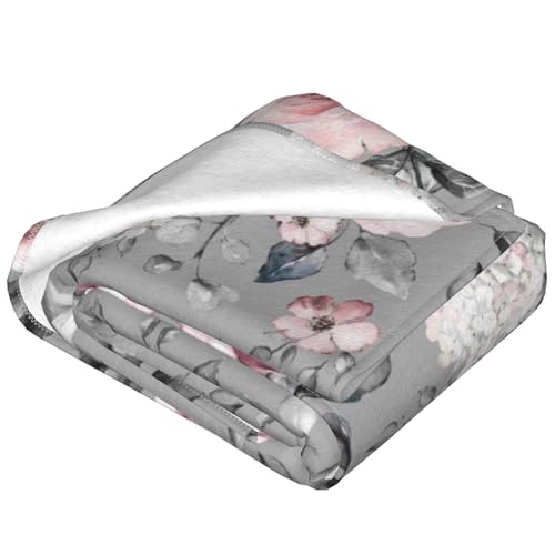 Couverture polaire imprimée de roses flanelle douce jeté de lit chaud