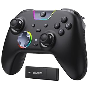 EasySMX X05PRO Wireless Controller PC, Gaming Controller mit leise Tasten, 2-stufige Tigger, Hall Joysticks, 2 programmierbare Tasten, 1000mAh Akku, Kompatibel mit PC/Switch/Android/iOS-Schwarz