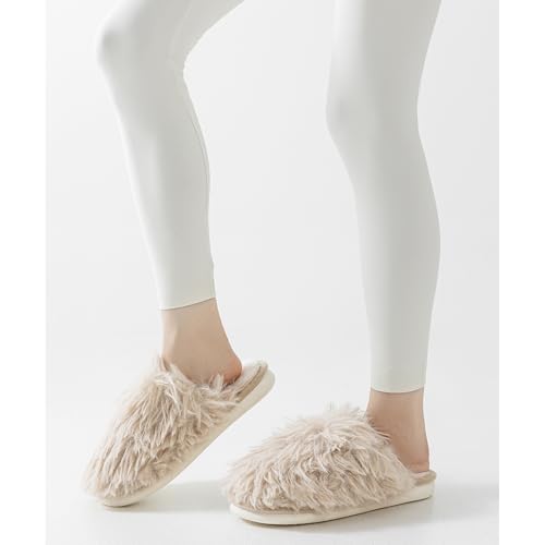 ForBaysy Faux Fur Slippers Memory Foam Slippers Ladies Fluffy Winter House Shoes Indoor Fuzzy Fluffy Slipper4