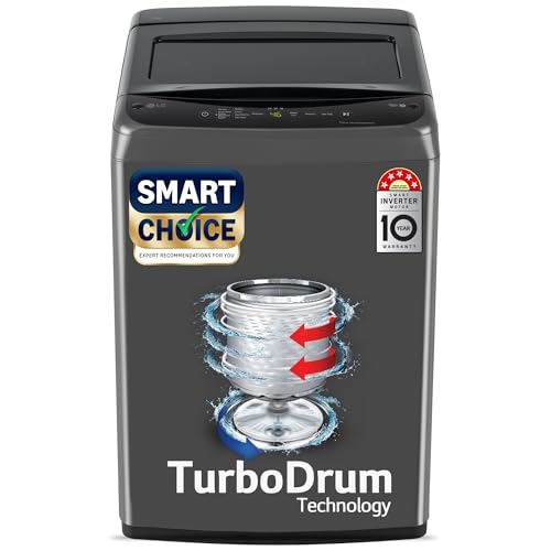 Image of LG 7 Kg 5 Star Smart Inverter Technology Fully Automatic Top Load Washing Machine (T70VBMB1Z, Auto Prewash, Turbodrum, Stainless Steel drum, LED Display, Smart Diagnosis Middle Black)