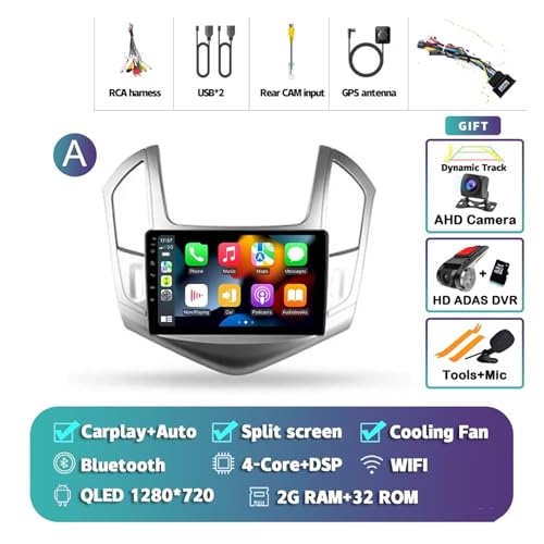 Radio de coche Android 15 para Chevrolet Cruze J300 J308 con CarPlay y cámara DVR 2