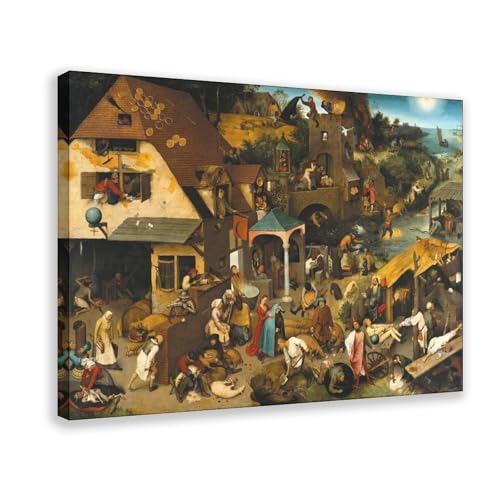 Poster Pieter Bruegel sur toile avec cadre en bois pour décoration de bureau