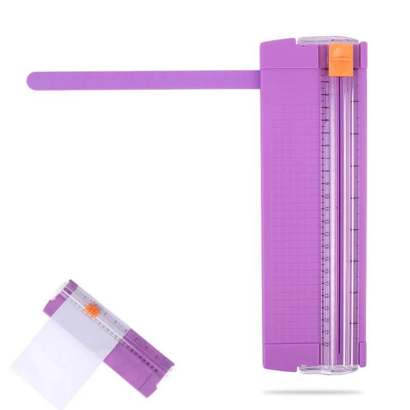 Guillotina de Papel A4,Mini Cortadora de Papel,Cortador de Papel Portátil,Cortador de Papel Pequeño,Para papel,Cartón,Fotos,Artesanía,Oficina (Morado)