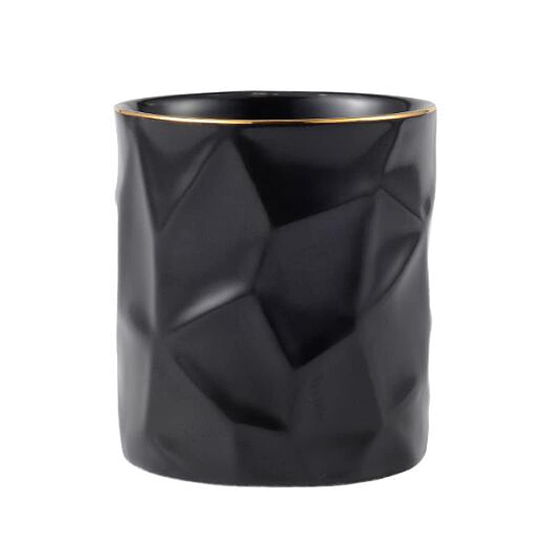 Hoshen Irregular Geometric Texture Pen Holder, Desktop Stationery Storage Tube, Home Desktop Flower Arrangement, Kitchen Storage，Black