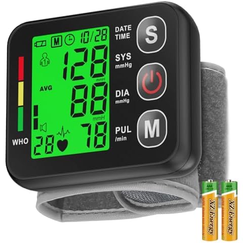 Wrist Blood Pressure Monitor -Bp Monitor, Automatic Blood Pressure Cuff 13.5-19.5 cm, High Accuracy, Backlit LCD Screen - 2 * 99 Sets of Memory for Home/Travel/Office Use Cover