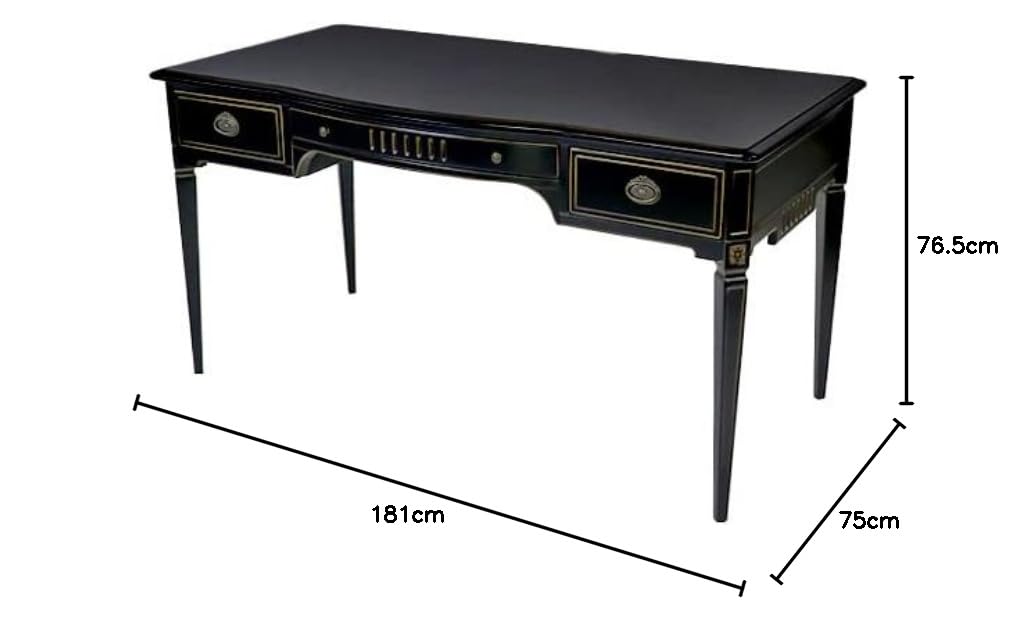 ロココ調　机 ロココ調 ライティングデスク ブラック 約W145×約D75×約H76.5(cm) 木製