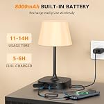 Table Lamp - 8000mAh Cordless Rechargeable Battery and Dimmable LED Display Touch Lamp for Patio Bedroom (Black, 1 Pack)