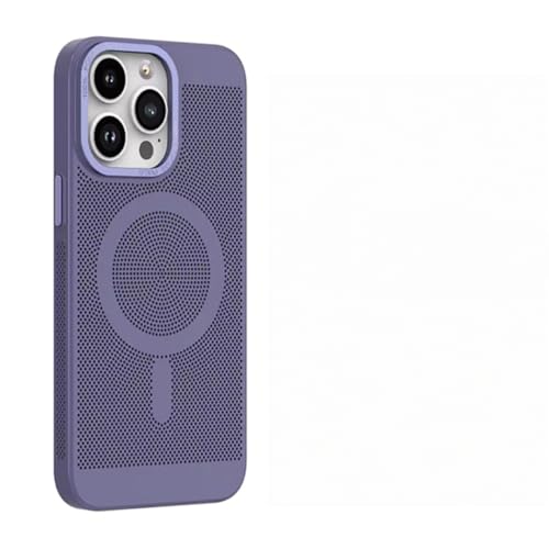 Coque de protection de luxe pour iPhone 15 Violet Lavande magnétique haut de gamme