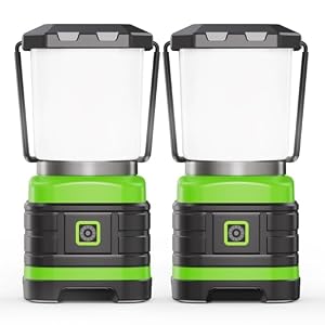 Lichamp LED Camping Lantern, Battery Powered LED Lights Camping Essentials, Portable Lanterns Flishlights for Emergency, Hurricanes, Outdoor Hiking, Power Outages, Survival Gear and Home Use, 2 Pack