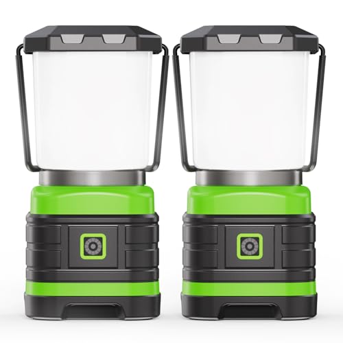 Lichamp LED Camping Lantern Battery Powered LED Lights Camping Essentials Portable Lanterns Flishlights for Emergency Hurricanes Outdoor Hiking Power Outages Survival Gear and Home Use 2 Pack