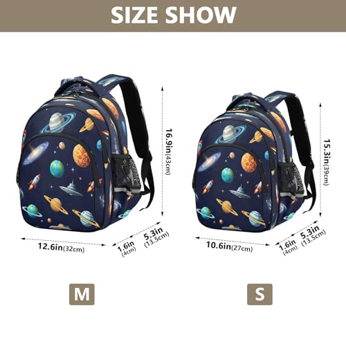 15 Inch Backpack for Kids, Kids Elementary School Backpack, Planets Deep Blue4