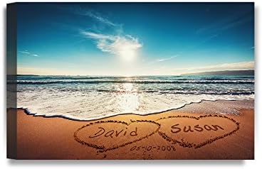 IPIC - Heart in Heart, Personalized Artwork with Names and Date on, Perfect love gift for Anniversary,Wedding,Birthday and Holidays. 18x12