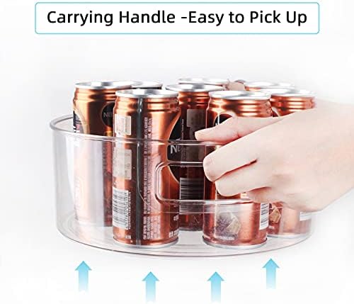 Semlos Lazy Susan Turntable Cupboard Organizer, Multifuctional Spice Rack for Kitchen Storage, Revolving Condiment Holder, Sturdy Storage Drawer Units 9" Transparent