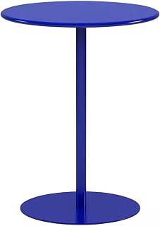 Mesa Auxiliar Redonda Alta Moderna con Base de Metal Resistente, Mesa de Bar pequeña, Mesa de cóctel, Mesa Auxiliar, Mesa de Comedor para Sala de Estar, Dormitorio, Azul (Size : 48x48x72cm)