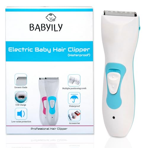 Babily Baby Hair Clipper Electric Silent Hair Trimmer for Toddler Kids Children USB Rechargeable Quiet Kid Hair Clipper IPX7 Waterproof Haircut Kit