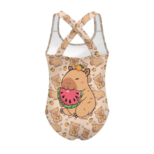 Image of WELLFLYHOM Girls Swimsuit 5-14 Cross Back Swimwear Full Coverage One Piece Bathing Suit Sleeveless Beachwear