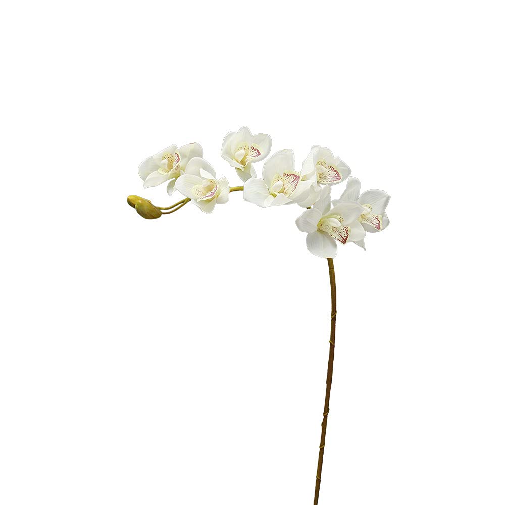 YATAI Pack of 6 Artificial Orchid Flower, Vibrant & Lifelike Silk Orchids Fake Flowers with Petals & Bud, Fade-Proof, Hypoallergenic & Maintenance-Free Faux Flower Bouquet for Home Office Decor, White